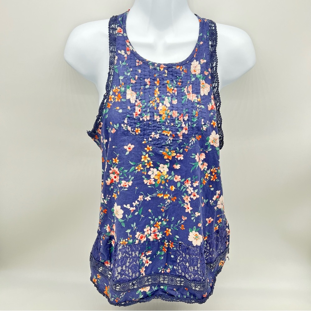 Hollister Floral Lace Tank Top - Purple